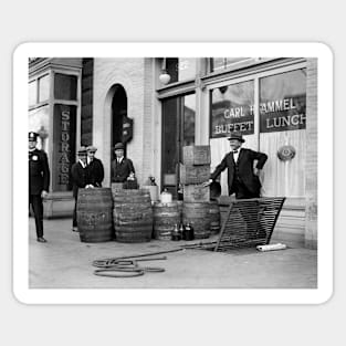 Bootleg Liquor Raid, 1923. Vintage Photo Sticker